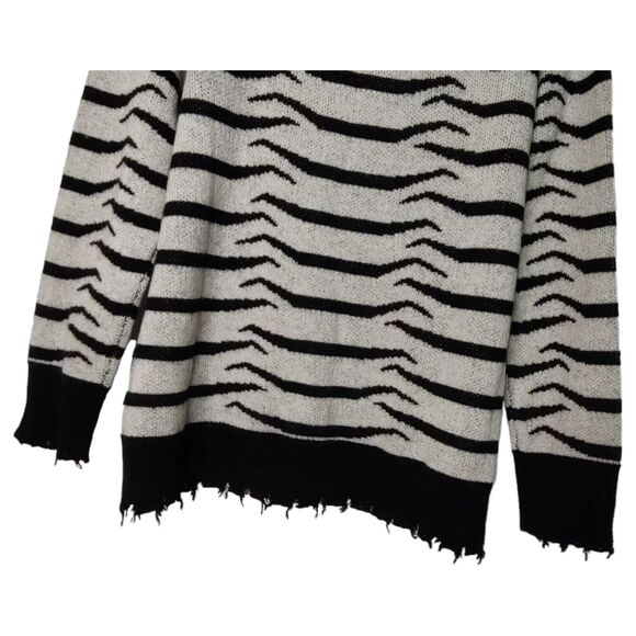 Designer Zebra Fringed Cashmere Wool Blend Free People Sandrine Rose SM Sweater - Picture 10 of 13